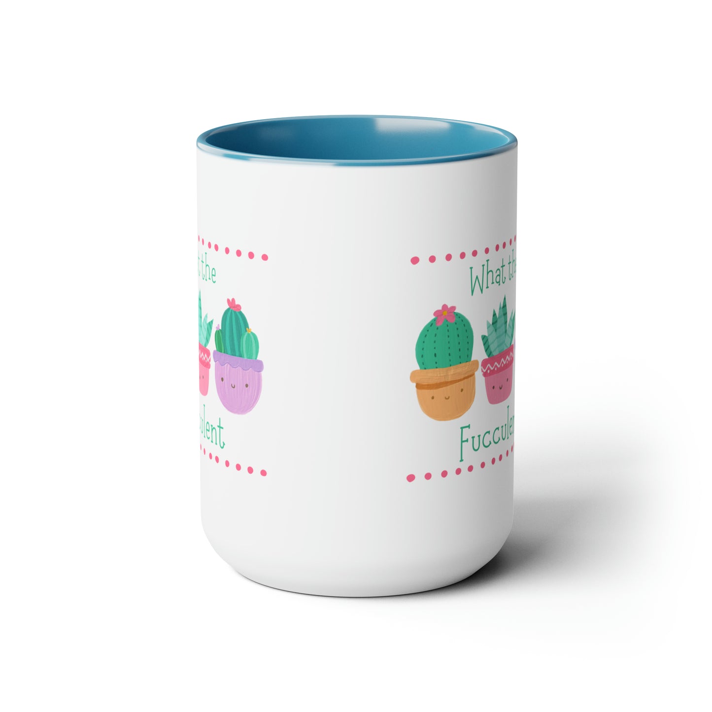 "What the fucculent" Two-Tone Coffee Mugs, 15oz